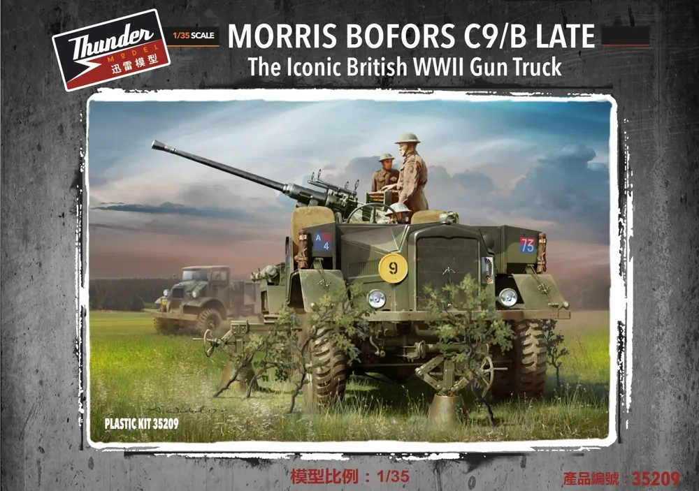 Krabice stavebnice Thunder Model TM35209 Morris Bofors C9/B Gun Truck LATE v měřítku 1/35