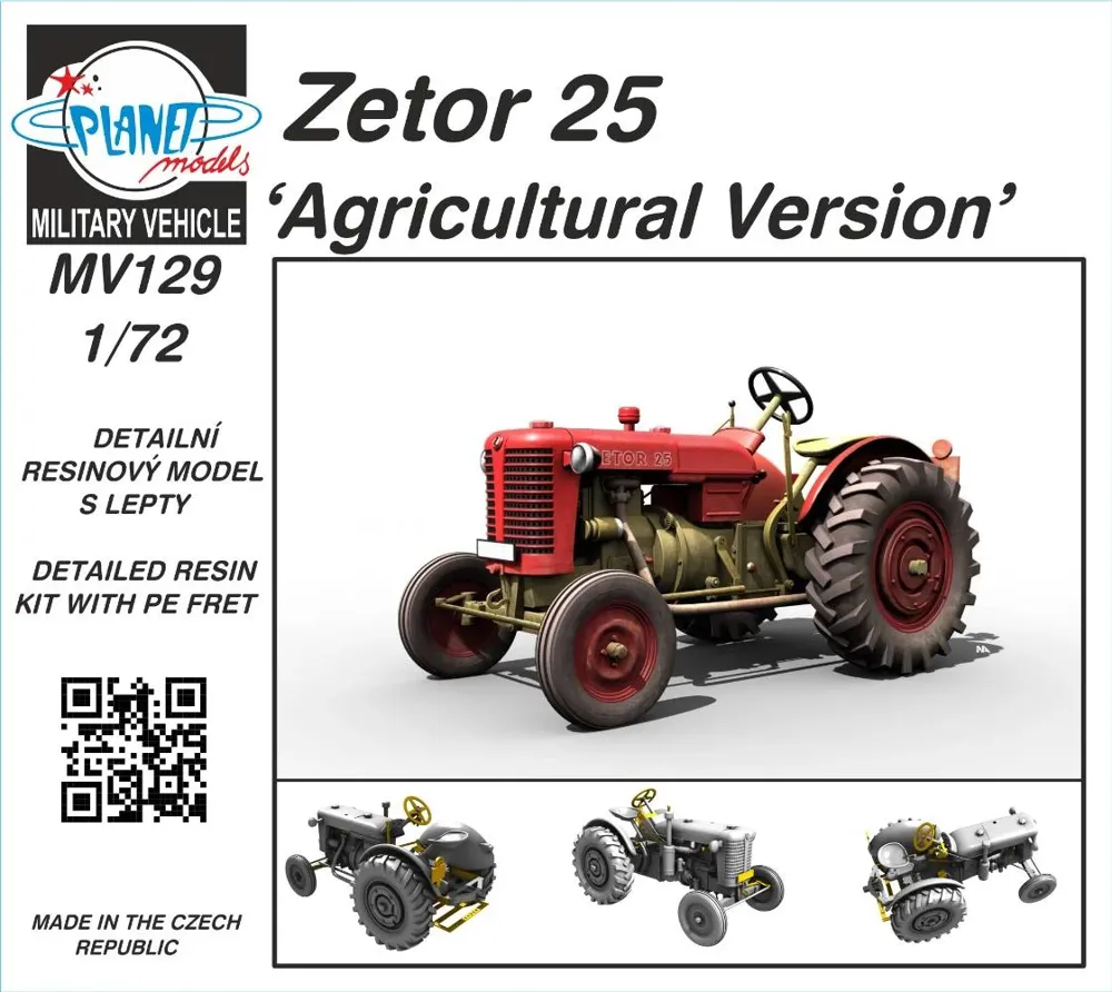 Resinová stavebnice CMK MV129 Zetor 25 zemědělská verze v měřítku 1/72