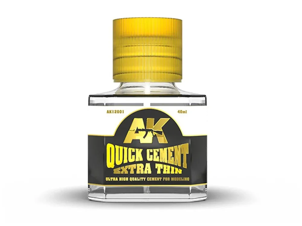 Lahvička lepidla AK Interactive AK12001 Quick Cement Extra Thin 40 ml na plastikové modely