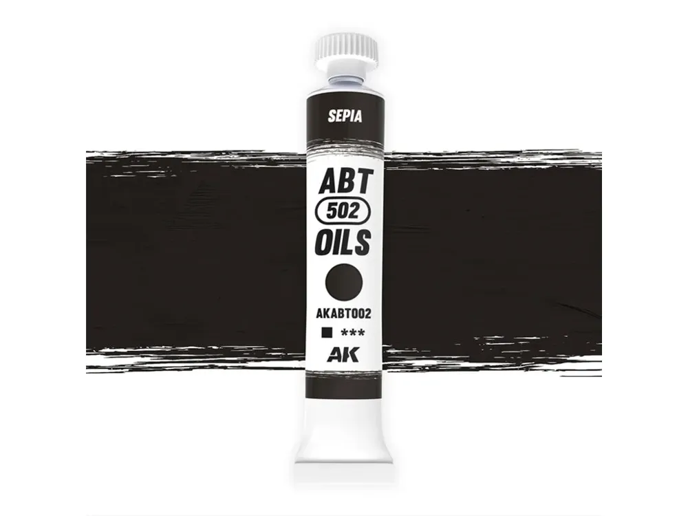 Tuba olejové barvy AK Interactive AKABT002 Oil Paints sépie 20 ml, řada ABT502