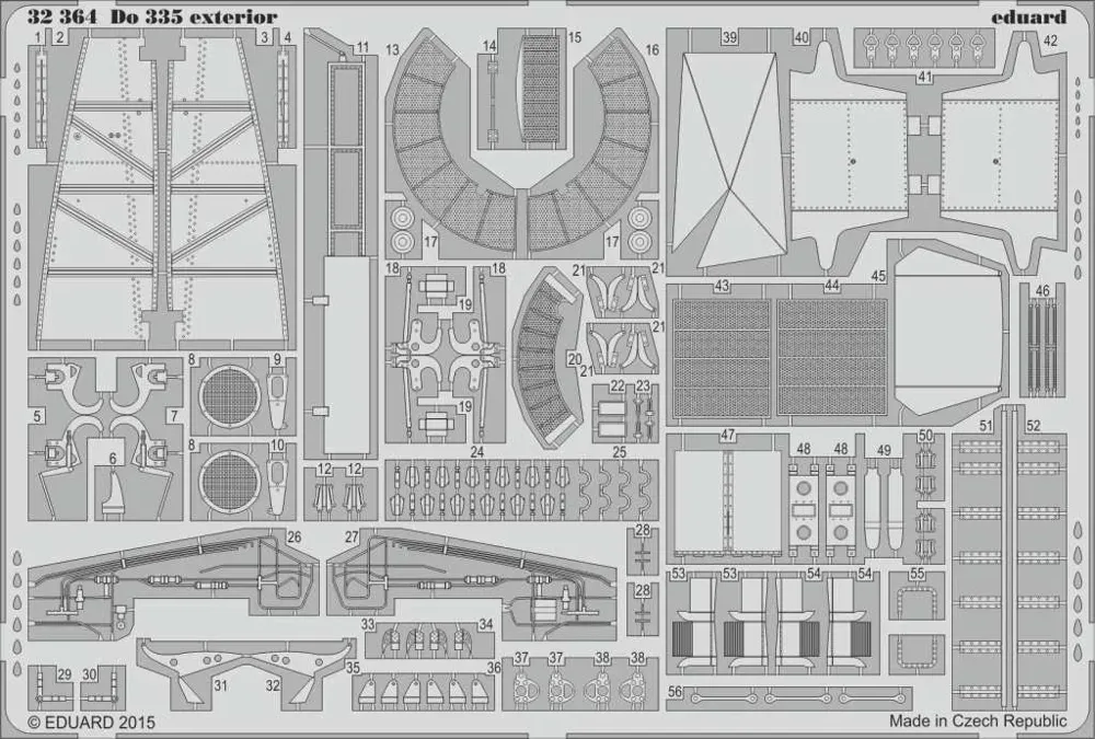 Fotolepty Eduard 32364 Do 335 exterior v měřítku 1/32 pro stavebnici HK Models