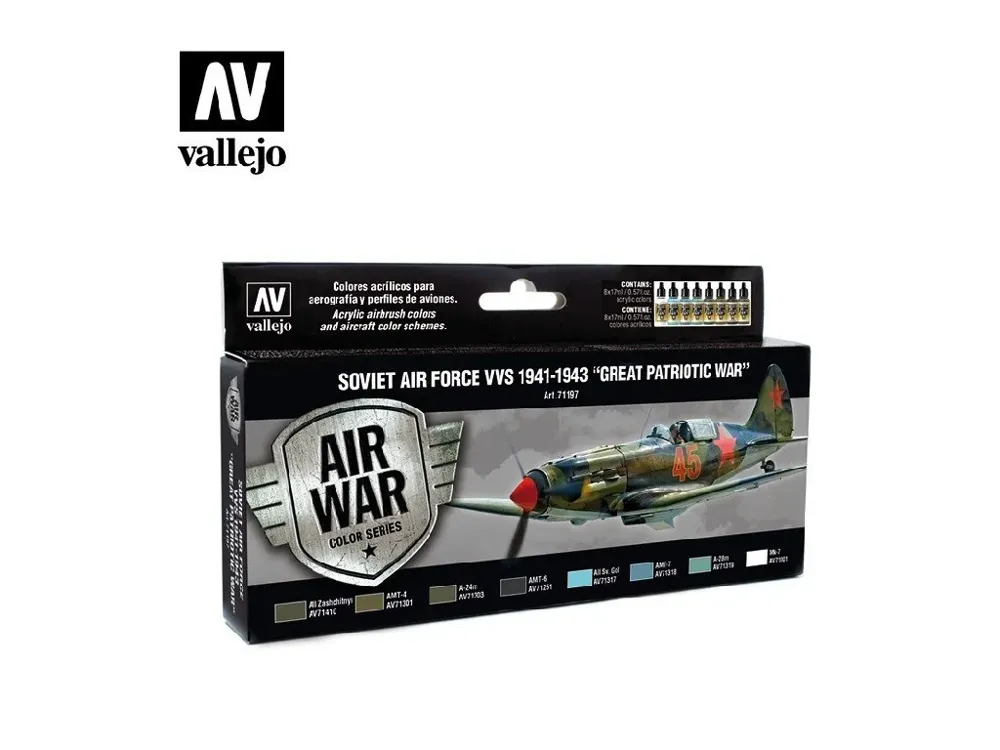 Sada akrylových barev Vallejo Model Air 71197 Soviet 1941–1943, 8 lahviček v balení