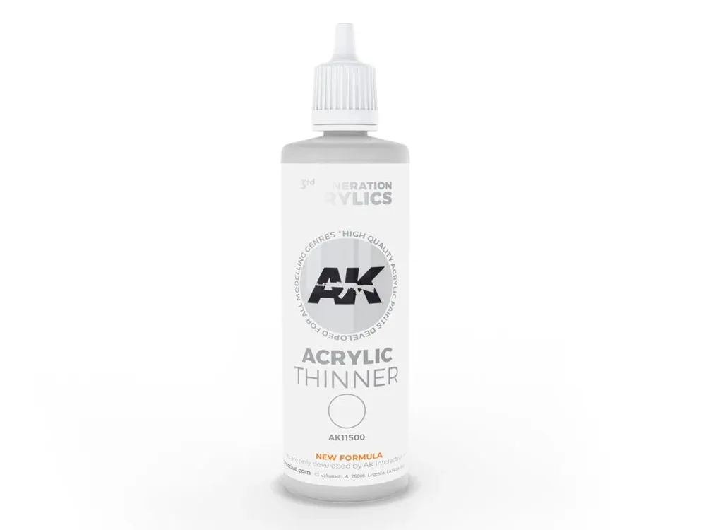 Lahvička ředidla AK Interactive 3GEN AK11500 Thinner pro akrylové barvy, 100 ml