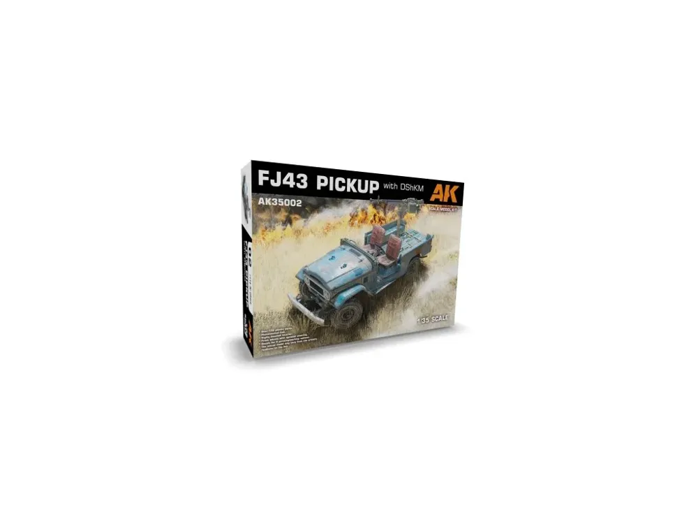 Krabice plastikové stavebnice AK Kits AK35002 FJ43 Pickup s kulometem DShKM v měřítku 1/35
