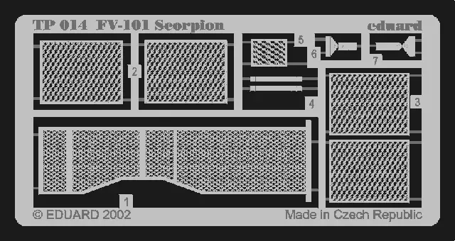 Fotolepty Eduard TP014 – leptané mřížky 1/35 pro model FV-101 Scorpion