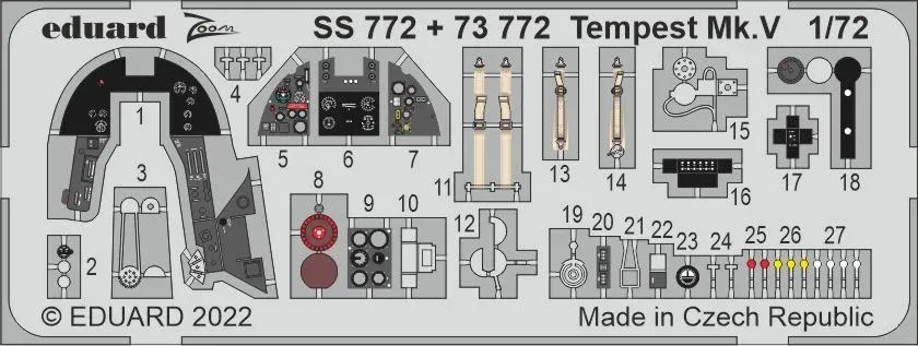 Barevný fotolept Eduard Zoom SS772 Tempest Mk.V 1/72 pro stavebnici Airfix