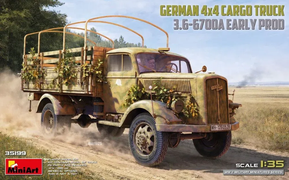 MiniArt 35199 německý nákladní automobil 3t 4x4 3.6-6700A raná výroba (1/35)