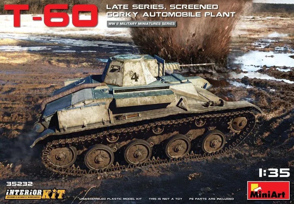 MiniArt 35232 T-60 pozdní série s ochrannými plechy (Gorky Plant), s interiérem, 1/35