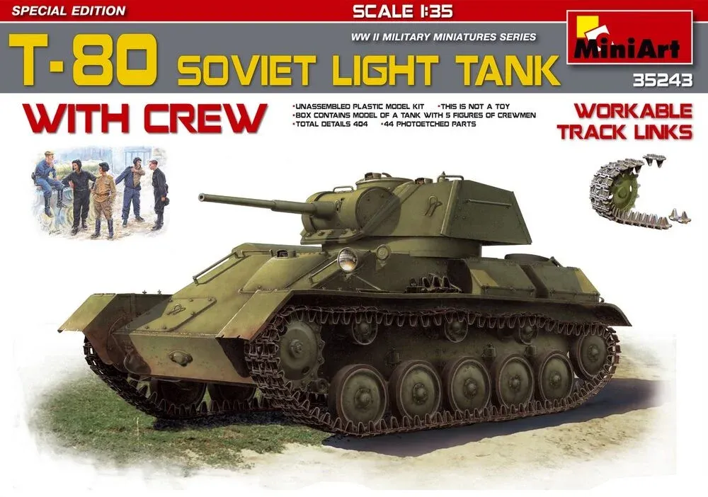 MiniArt 35243 T-80 sovětský lehký tank s posádkou, Special Edition (1/35)