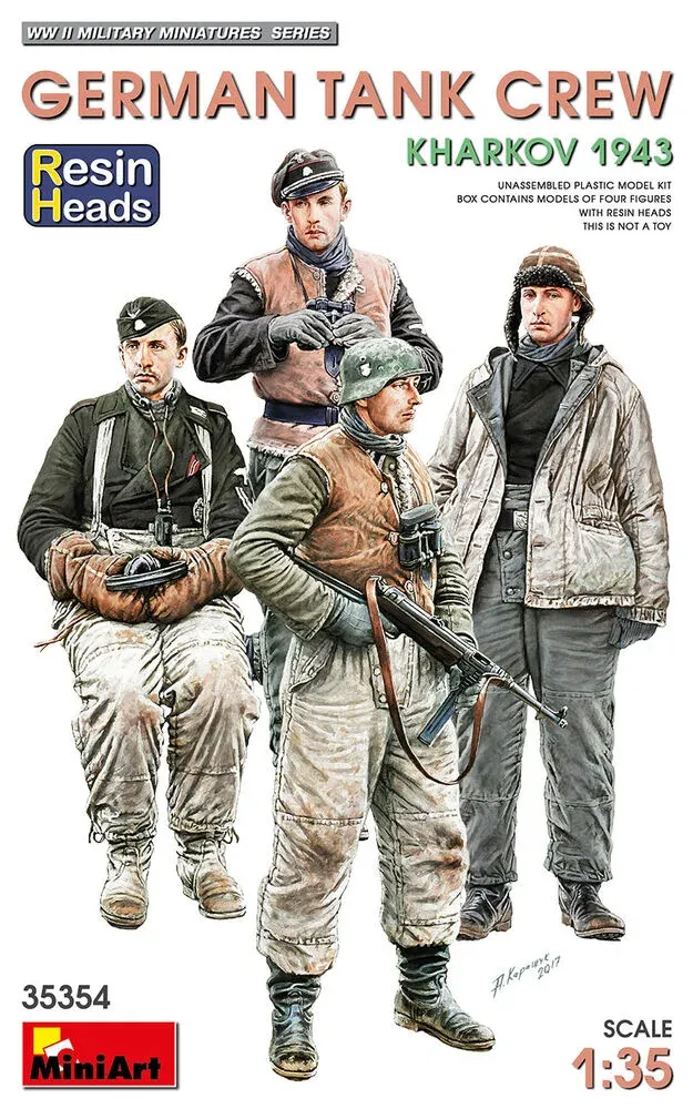 MiniArt 35354 německá tanková posádka Charkov 1943 s resinovými hlavami (1/35)