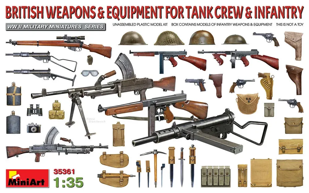 MiniArt 35361 britské zbraně a vybavení pro tankové posádky a pěchotu (1/35)