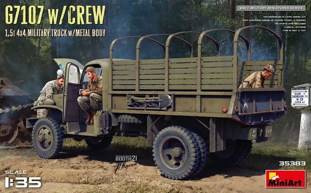 MiniArt 35383 G7107 nákladní automobil 1,5t 4x4 s kovovou korbou a posádkou (1/35)