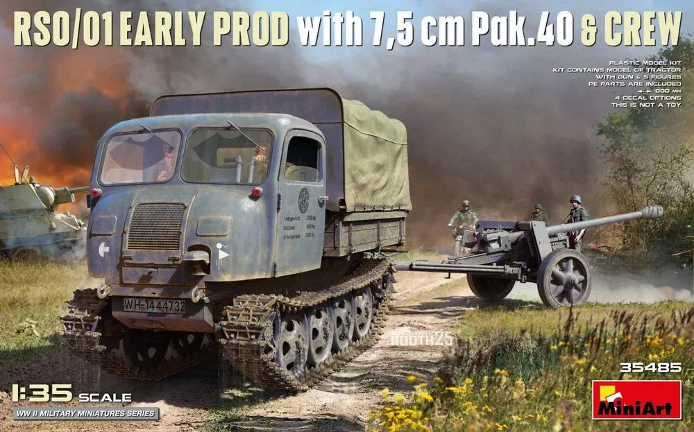 MiniArt 35485 RSO/01 Early Prod. s kanónem 7,5 cm Pak.40 a posádkou (1/35)