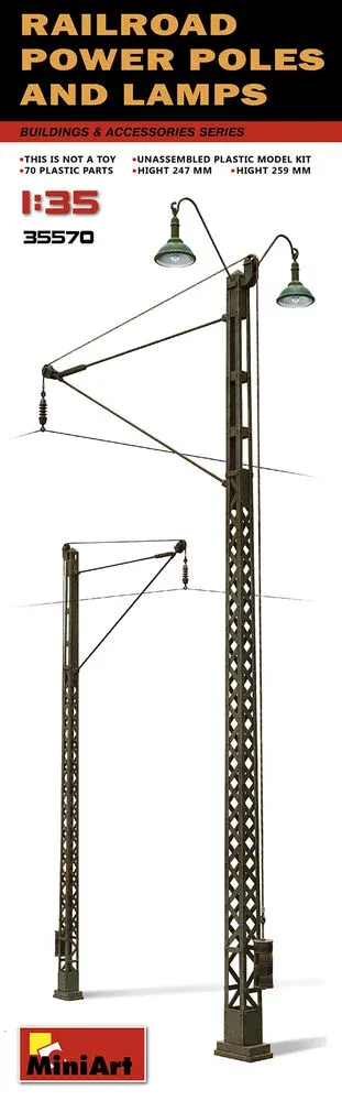 MiniArt 35570 železniční sloupy elektrického vedení a lampy (1/35)