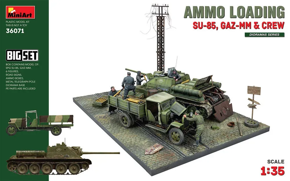 MiniArt 36071 nakládání munice — SU-85, GAZ-MM a posádka, velká sada (1/35)