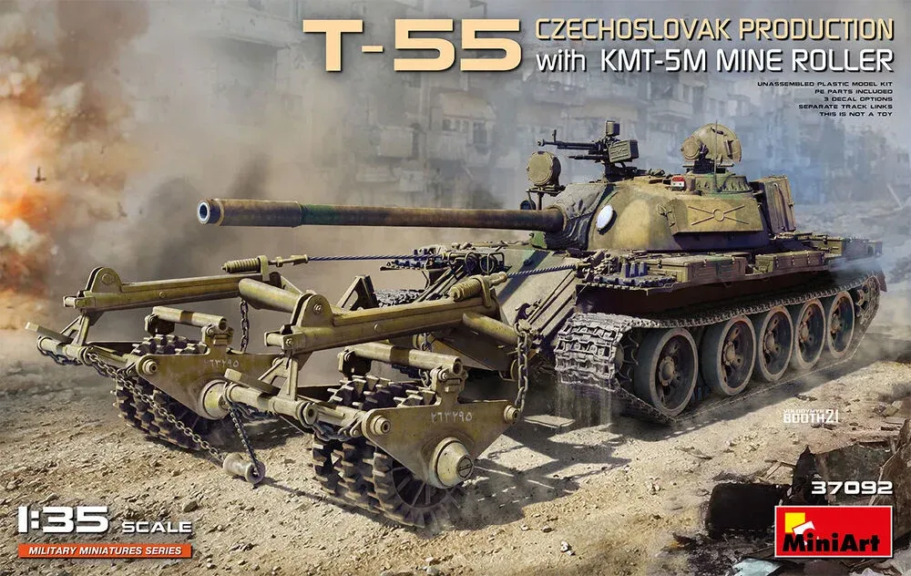 MiniArt 37092 T-55 československé výroby s minovým válcem KMT-5M (1:35)