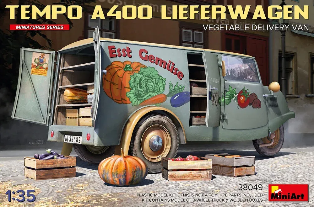MiniArt 38049 Tempo A400 Lieferwagen rozvážkový vůz na zeleninu (1/35)