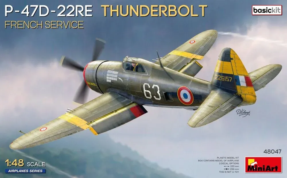 MiniArt 48047 P-47D-22RE Thunderbolt ve francouzské službě, Basic Kit (1/48)