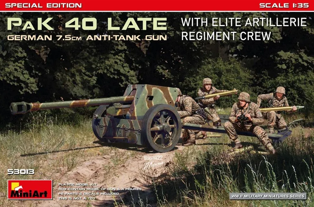 MiniArt 1/35 německý 7.5cm PaK 40 pozdní verze s obsluhou elitního dělostřeleckého regimentu (Special Edition)