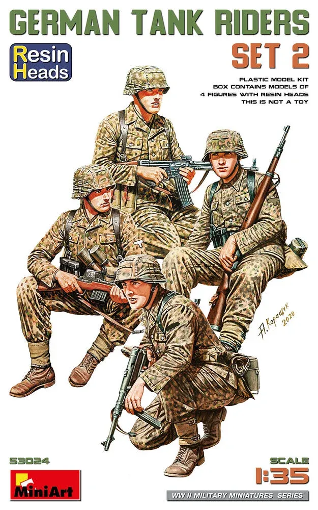 MiniArt 1/35 German Tank Riders Set 2 – němečtí tankisté, resinové hlavy (5 figurek)