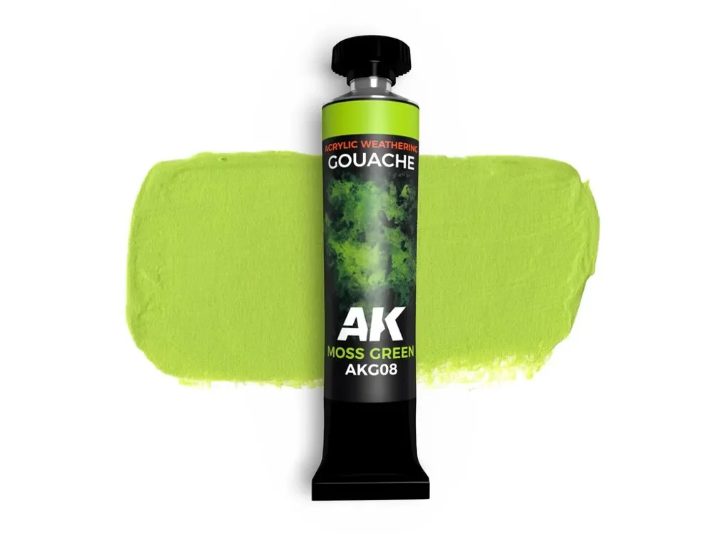 Kelímek kvašové barvy AK Gouache AKG08 mechově zelená (Moss Green) 20 ml
