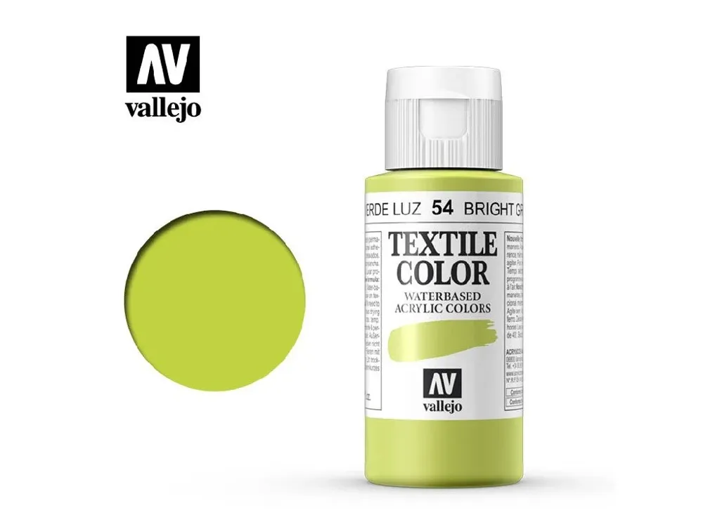 Lahvička barvy na textil Vallejo Textile Color 40054 jasně zelená 60 ml