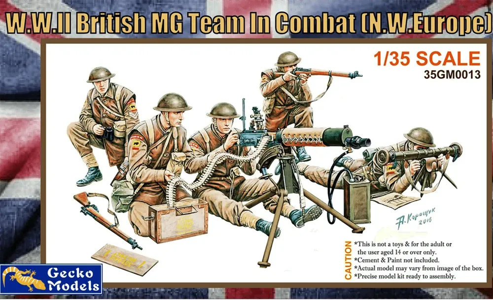 Stavebnice figurek Gecko Models 35GM0013 britský kulometný tým 1/35, 2. světová válka