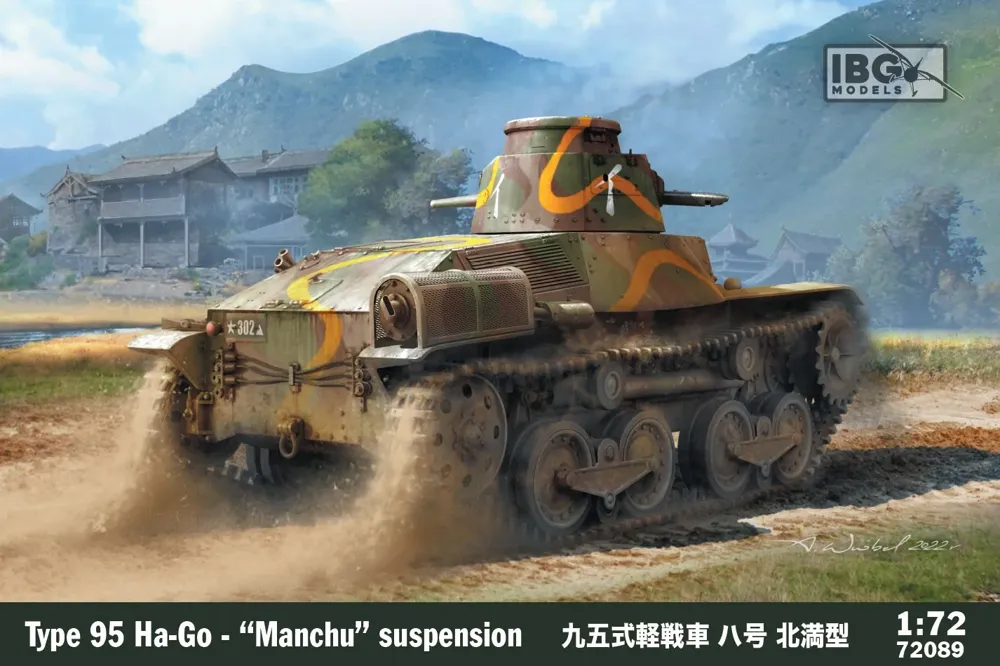Krabice plastikové stavebnice IBG Models 72089 Type 95 Ha-Go 1/72 s podvozkem Manchu