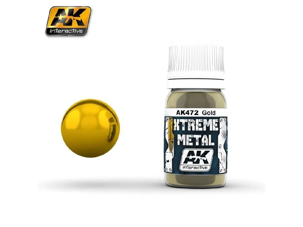 Lahvička metalické barvy AK Interactive Xtreme Metal AK472 zlatá 35 ml