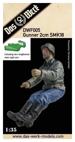 Resinová figurka Das Werk DWF005 střelec ke kanónu 2cm SMK18 v měřítku 1/35