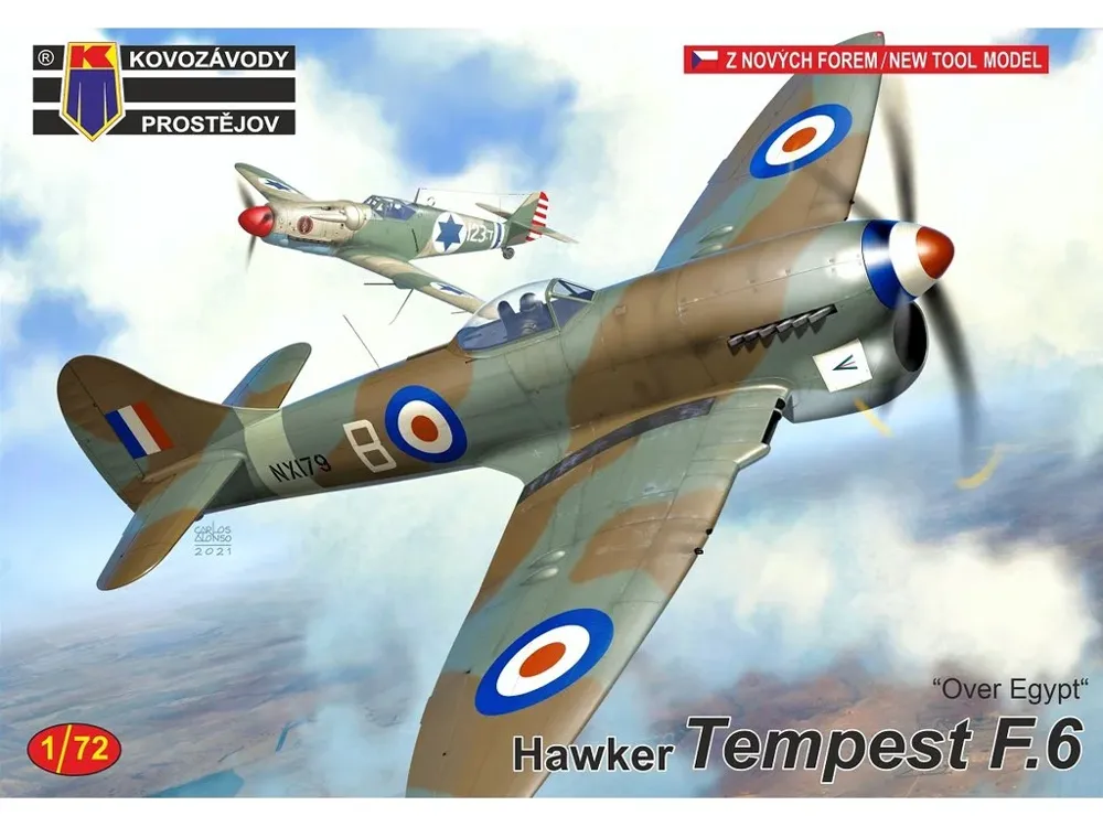 Krabice stavebnice Kovozávody Prostějov 1/72 Hawker Tempest F.6 Over Egypt, kód KPM0225