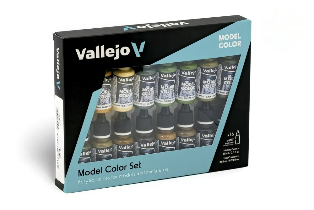 Sada akrylových barev Vallejo Model Color 70109 Allied Forces WWII, 16 lahviček po 18 ml