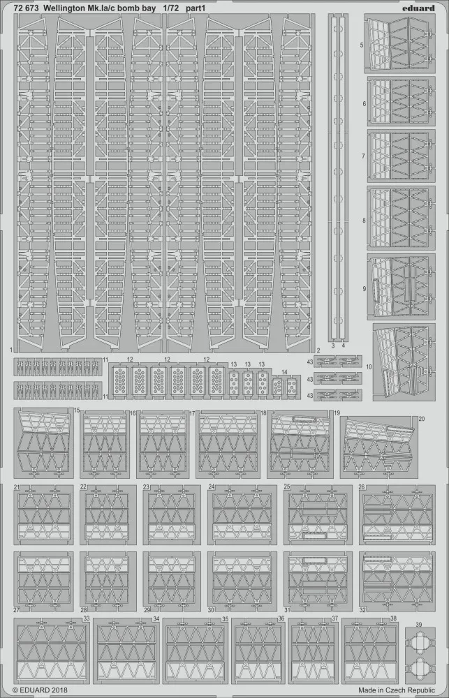 Fotoleptaná sada Eduard 72673 pumovnice Wellington Mk.Ia/c 1/72 pro stavebnici Airfix