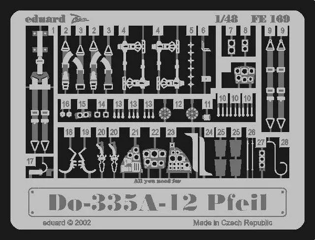 Barevné fotolepty Eduard FE169 Zoom set pro Do 335A-12 Pfeil v měřítku 1/48