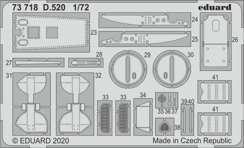 Barevná fotoleptaná sada Eduard 73718 pro Dewoitine D.520 v měřítku 1/72
