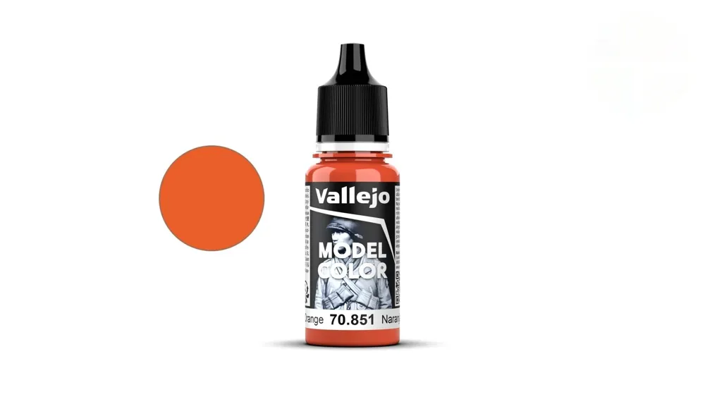 Lahvička akrylové barvy Vallejo Model Color 70851 jasně oranžová matná, 18 ml