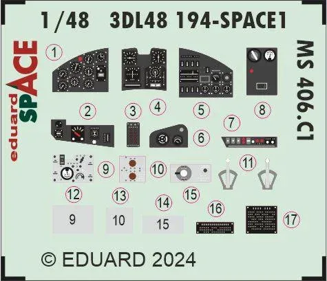 Aršík Eduard SPACE 3DL48194 MS 406.C1 1/48 s 3D obtisky a ocelovými leptanými díly