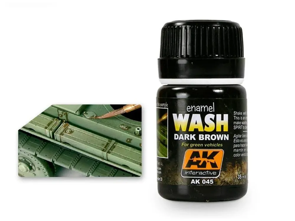 Lahvička emailového washe AK Interactive AK045 Wash For Green Vehicles 35 ml
