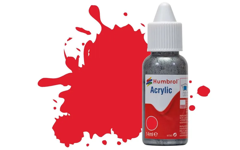 Lahvička akrylové barvy Humbrol Acrylic DB0019 No 19 červená lesklá, 14 ml