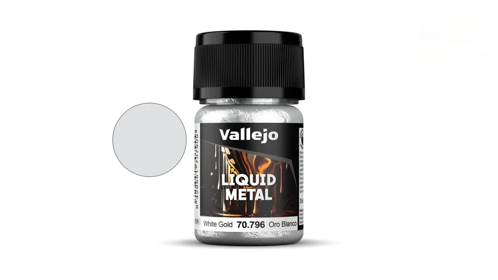 Lahvička metalické barvy Vallejo Liquid Metal 70796 bílé zlato 35 ml