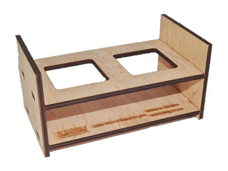 Překližkový stojánek na lepidlo LMG WO-11 mini pro menší lahvičky, rozměry 60 × 130 mm