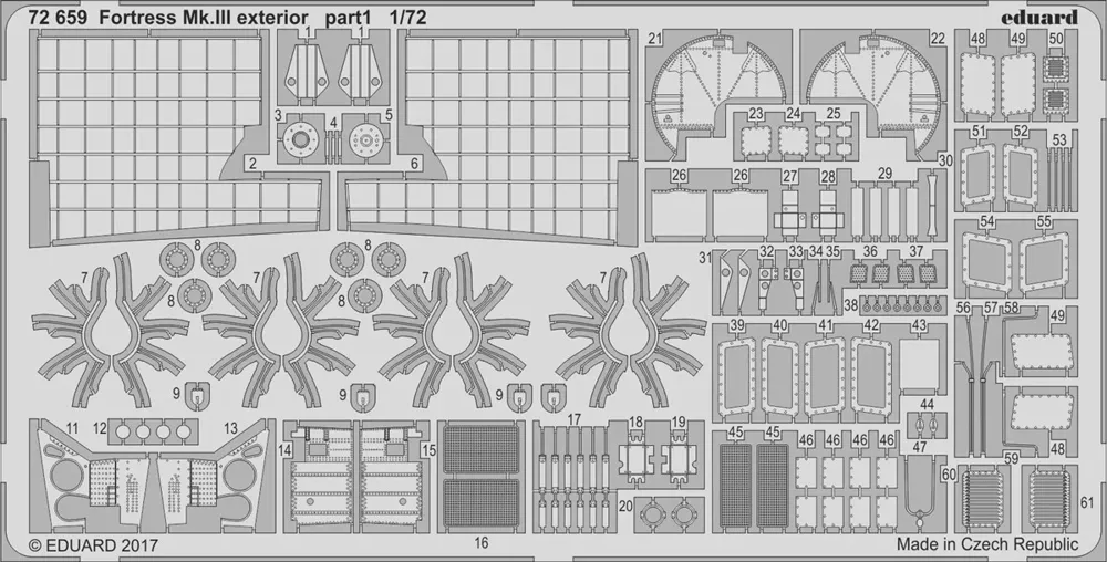 Fotolept Eduard 72659 Fortress Mk.III exterior 1/72 pro stavebnici Airfix