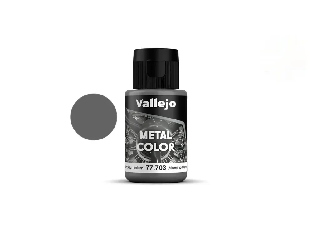 Lahvička metalické barvy Vallejo Metal Color 77703 tmavý hliník 32 ml