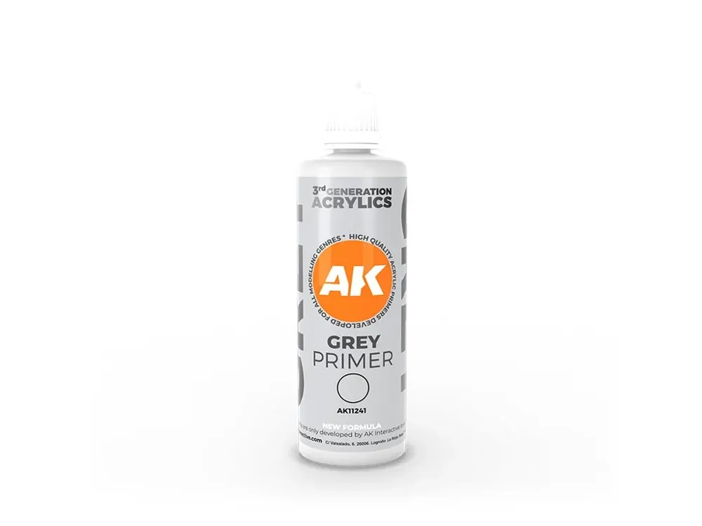Lahvička akrylového primeru AK Interactive 3GEN AK11241 Grey Primer 100 ml