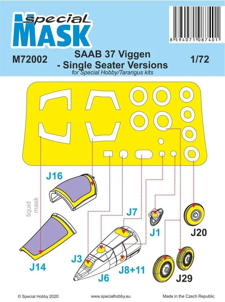 Maskovací sada Special Hobby M72002 pro SAAB 37 Viggen jednomístný v měřítku 1/72