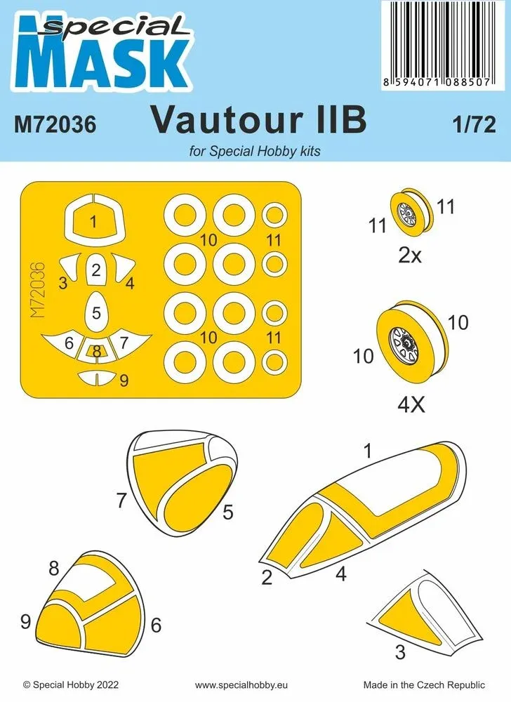 Maskovací sada Special Hobby M72036 pro model Vautour IIB v měřítku 1/72