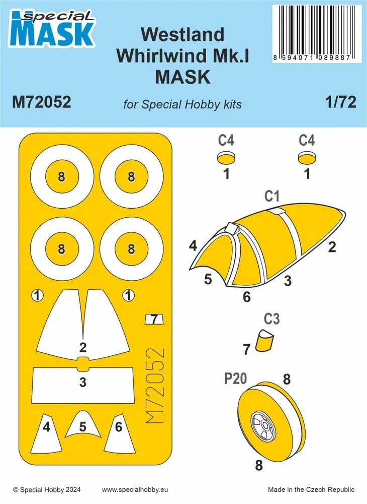 Maskovací sada Special Hobby M72052 pro Westland Whirlwind Mk.I v měřítku 1/72