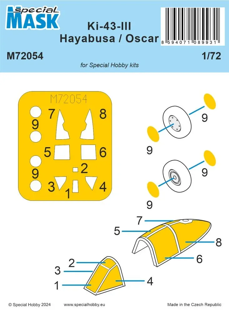 Maskovací sada Special Hobby M72054 pro Nakajima Ki-43-III Hayabusa v měřítku 1/72