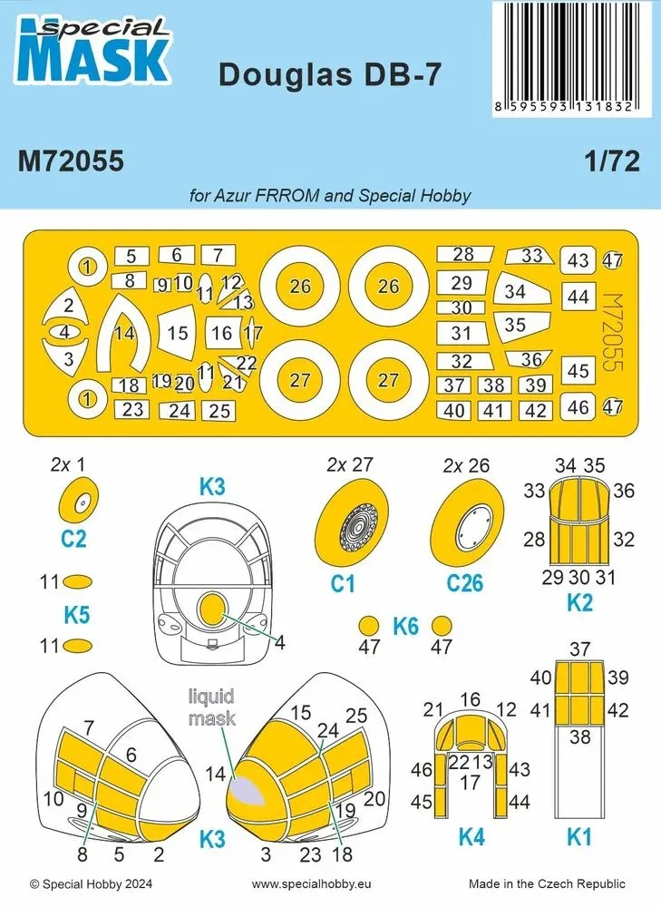 Maskovací sada Special Hobby M72055 pro model DB-7 v měřítku 1/72