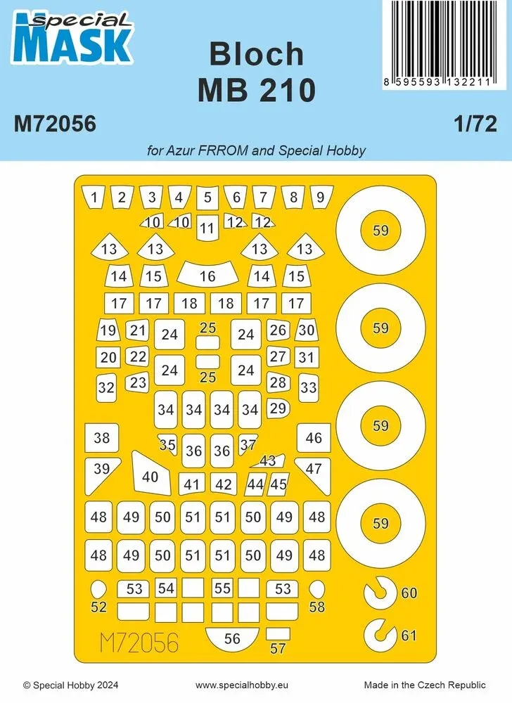 Maskovací sada Special Hobby M72056 pro Bloch MB.210 v měřítku 1/72